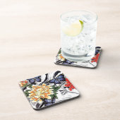 イエロー牡丹とバタフライタトゥーデザイン コースター (右側)