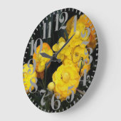 イエロー牡丹の花ビッグナンバーウォールクロック ラージ壁時計 (傾斜)