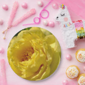 イエロー牡丹9"プレート、9"ラウンド ペーパープレート (パーティー)