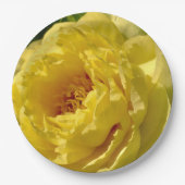 イエロー牡丹9"プレート、9"ラウンド ペーパープレート (正面)
