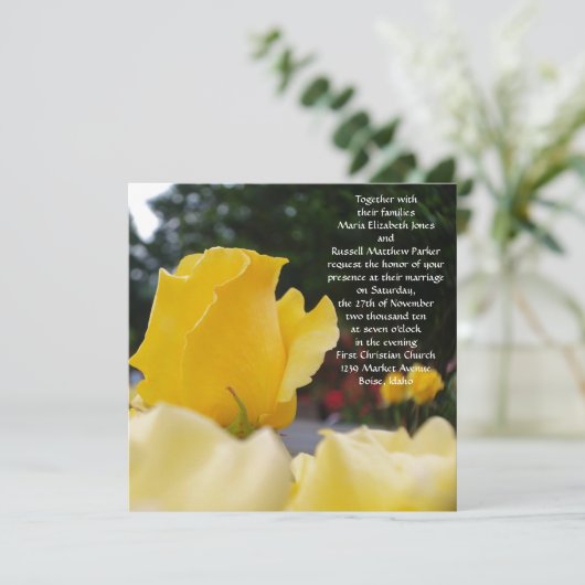 イエロー独身のローズ結婚式招待状 招待状 (スタンド正面)