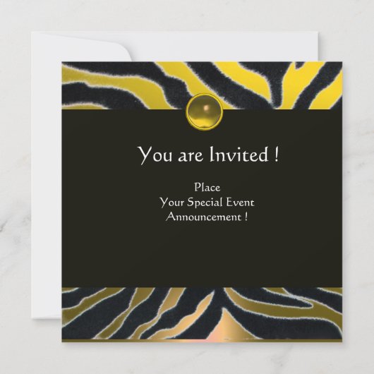 イエロー白黒ゼブラファーモノグラム、トパーズ 招待状 (裏面)