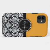 イエロー白黒ダマスクモノグラムレター Case-Mate iPhoneケース (裏面(横))