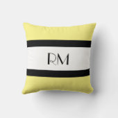 イエロー白黒モノグラムの枕 クッション (裏面)