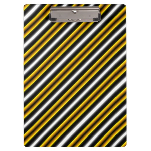 イエロー白黒レインボーストライプズ クリップボード (正面)