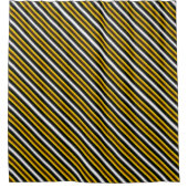 イエロー白黒レインボーストライプズ シャワーカーテン (正面)