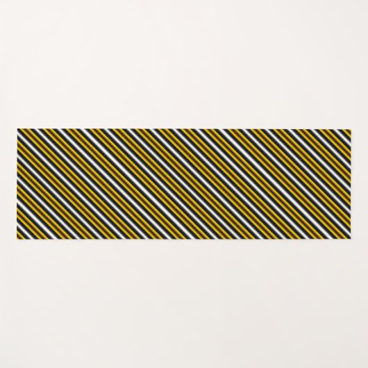 イエロー白黒レインボーストライプズ ヨガマット (正面(横))