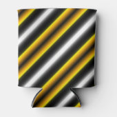 イエロー白黒レインボーストライプズ 缶クーラー (正面)