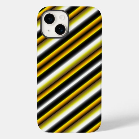 イエロー白黒レインボーストライプズ Case-Mate iPhoneケース (裏面)