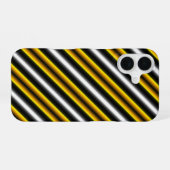 イエロー白黒レインボーストライプズ iPhone 16ケース (裏面横)