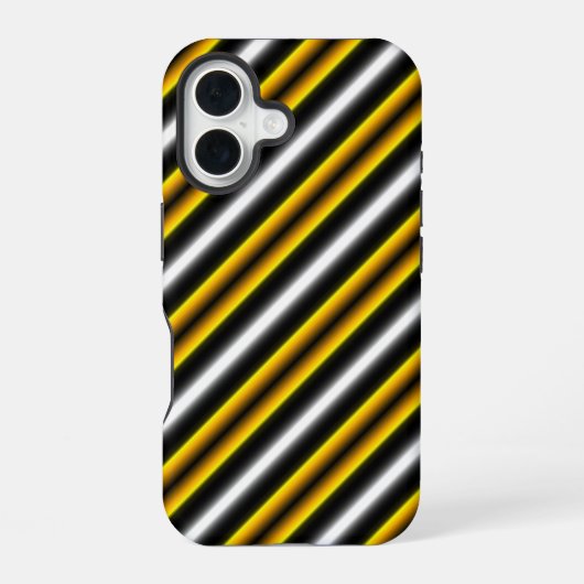 イエロー白黒レインボーストライプズ iPhone 16ケース (裏面)