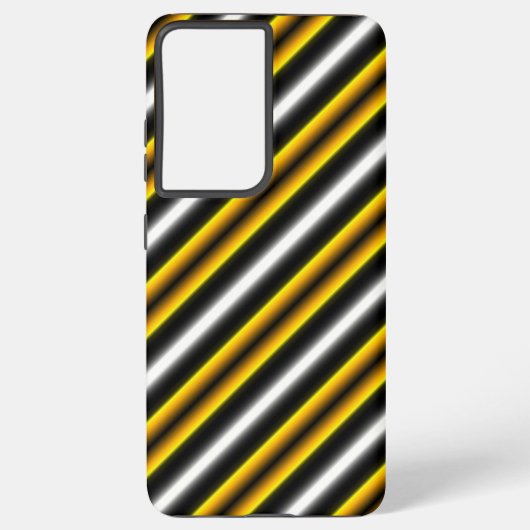 イエロー白黒レインボーストライプズ SAMSUNG GALAXYケース (裏面)