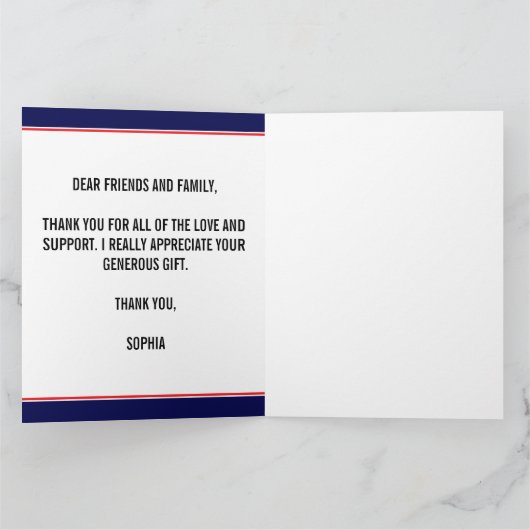 イエロー白黒卒業クラシック サンキューカード (内部)