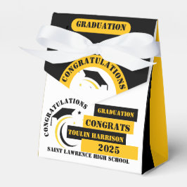 イエロー白黒卒業2025カスタムパーティー フェイバーボックス