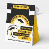 イエロー白黒卒業2025カスタムパーティー フェイバーボックス (裏面サイド)