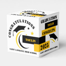 イエロー白黒卒業2025カスタムパーティー フェイバーボックス