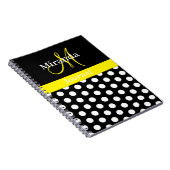 イエロー白黒水玉模様モノグラム ノートブック (右側)