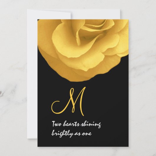 イエロー白黒結婚バラテンプレート 招待状 (裏面)