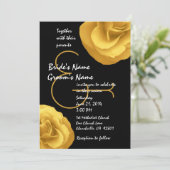 イエロー白黒結婚バラテンプレート 招待状 (スタンド正面)