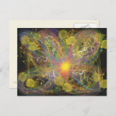 イエロー稲妻スターバストファンタジー抽象芸術アート ポストカード (正面/裏面)