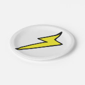 イエロー稲妻ボルト ペーパープレート (アングル)