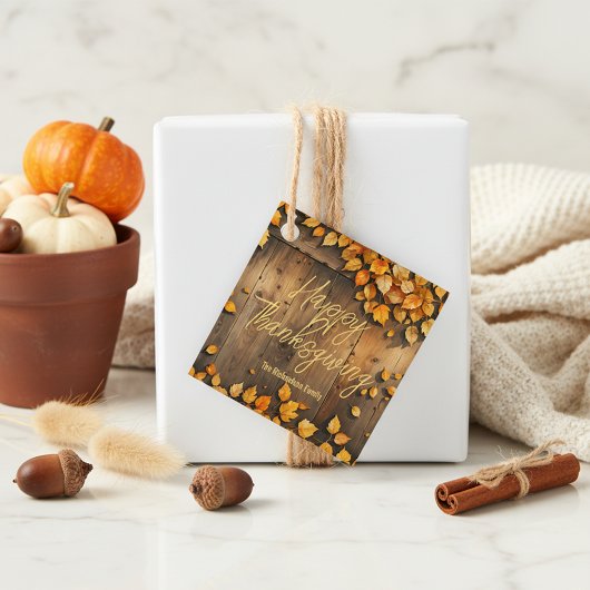 イエロー紅葉オンバーンウッドサンクスギビング フェイバータグ