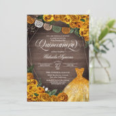 イエロー素朴ローズグリッターガウンフィエスタキンセアニラ 招待状 (スタンド正面)