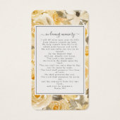 イエロー花模様写真葬儀記念祈りの言葉カード (裏面)