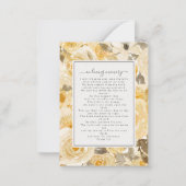 イエロー花模様写真葬儀記念祈りの言葉カード ノートカード (裏面)