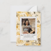 イエロー花模様写真葬儀記念祈りの言葉カード ノートカード (正面)