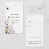 イエロー薄紫ワイルドフラワーバタフライシンプルラベル 名刺 (正面/裏面)