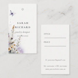 イエロー薄紫ワイルドフラワーバタフライシンプルラベル 名刺