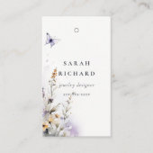 イエロー薄紫ワイルドフラワーバタフライシンプルラベル 名刺 (正面)