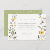 イエロー薄紫ワイルドフラワーリース結婚ズ詳細 エンクロージャーカード (正面/裏面)