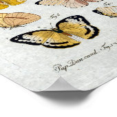 イエロー蝶ヴィンテージプリントダウンロード ポスター (角)