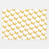 イエロー蝶 – ヴィンテージファインアート&水玉模様 ラッピングペーパーシート (正面)