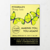 イエロー蝶、美しいサロントリフォールドフライヤー 三つ折り招待状 (カバー)