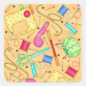 イエロー裁縫アンズアートステッカー スクエアシール (正面)