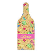 イエロー裁縫アンズアートパーソナライズされた名 カッティングボード (正面)