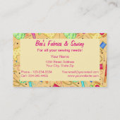 イエロー裁縫アンズアートファブリックストア 名刺 (裏面)