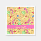 イエロー裁縫アンズアート名パーソナライズ スタンダードカクテルナプキン (正面)