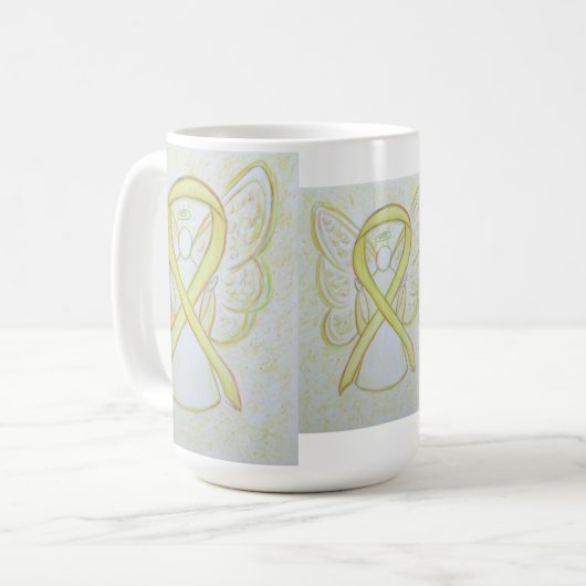 イエロー認識度リボンエンジェルアートコーヒーマグ コーヒーマグカップ (正面左)