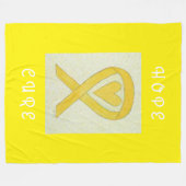 イエロー認識度リボンハートアートフリースブランケット フリースブランケット (正面(横))