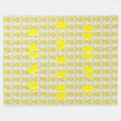 イエロー認識度リボンハートカスタムケモブランケット フリースブランケット (正面(横))