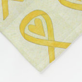 イエロー認識度リボンハートカスタムケモブランケット フリースブランケット (角)