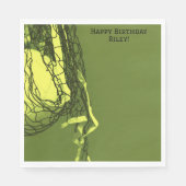 イエロー誕生日ネット&バレーボール スタンダードランチョンナプキン (正面)