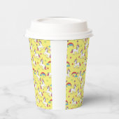 イエロー誕生日ユニコーン紙カップ 紙コップ (左)