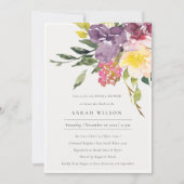 イエロー赤面ブルゴーニュフローラブライダルシャワー招待状 サンキューカード (正面)