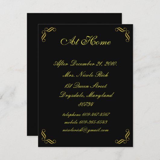 イエロー金ゴールドおとぎ話アットホームカード (正面/裏面)