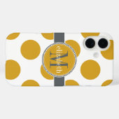 イエロー金ゴールドとグレービッグ水玉模様モノグラム Case-Mate iPhoneケース (裏面 (横))